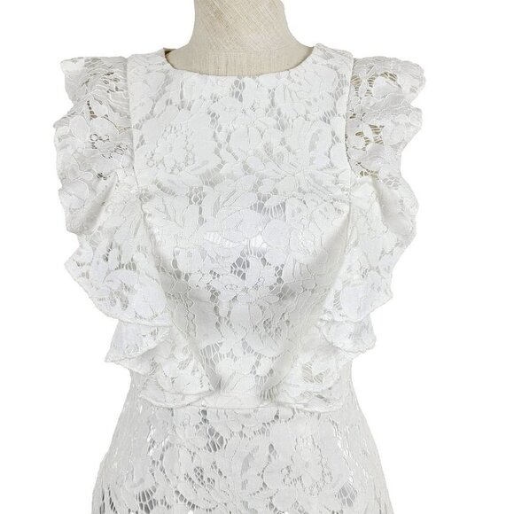 Cinderella Divine Dress XS White Lace Flutter Sleeve Straight Pencil Kne… - Picture 2 of 5